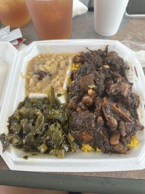 Oxtail, collard greens, & Lima beans