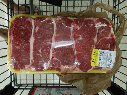 Saved about $50 on a flat of New York steaks choice