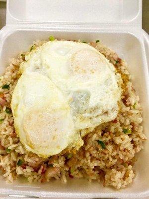 Fried Rice with all Hawaii favorite meats and 2 any tyke eggs available all day