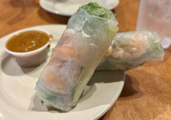 Shrimp spring rolls and peanut sauce