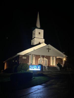 Pleasant View Baptist Church at Night