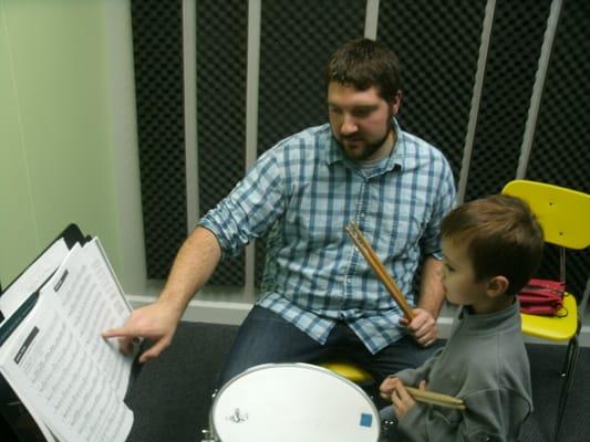 Percussion lesson with Mr. Drew!