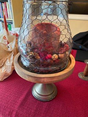 One of our centerpieces put to getter from Main St goodies