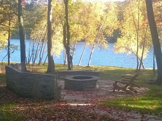 what better way to enjoy the fall colors than over looking the lake on your bluestone  patio