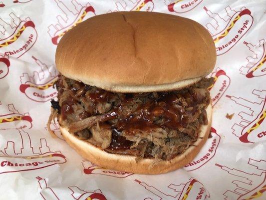 Big Herm's BBQ pulled pork sandwich.