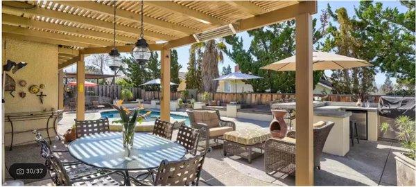 Beautiful backyard with pool.