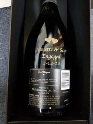 DOM PERIGNON ETCHED AND COLOR FILLED