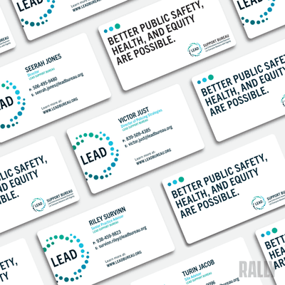 Biz cards and brand identity for the Lead Bureau who provide support and guidance to communities using the LEAD model. By Brendan Jiu