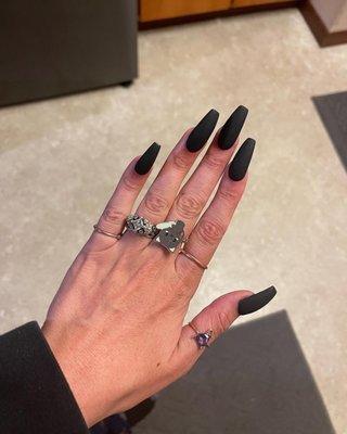 Matte black coffin nails