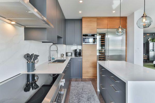 European Style Kitchen gray with a touch of wooden and Santa Fe color