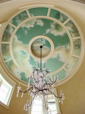 Sky mural in large entry dome