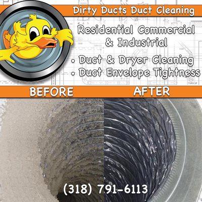 Duct cleaning flex duct before and after