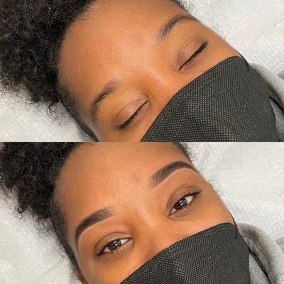 Before and after 
Brow wax and Stain