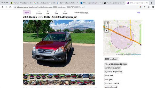 This is the original Craigslist ad/listing for the vehicle that I referenced before the purchase. Notice that 4WD is listed twice.