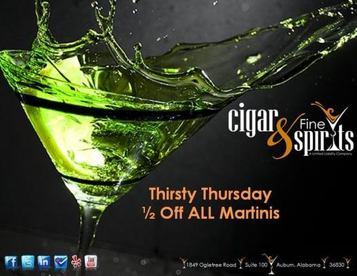 Thirsty Thursday! 1/2 Price Martinis1