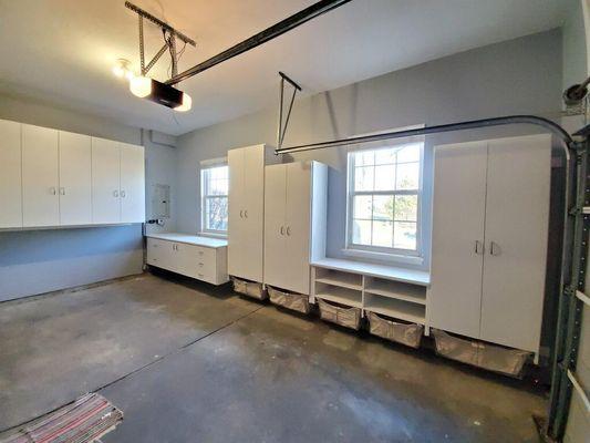 Garage cabinets with baskets