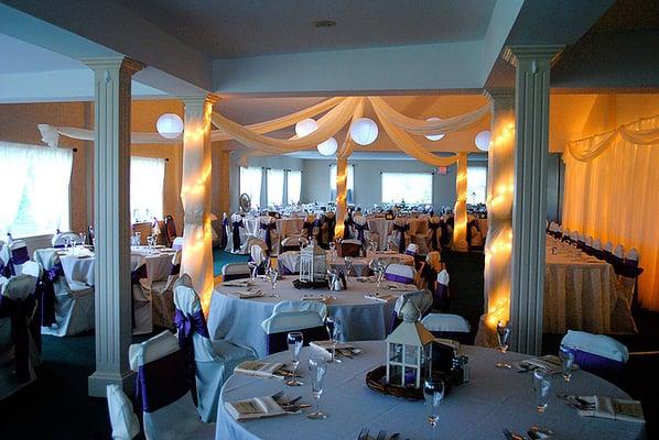 Function room setup for a wedding