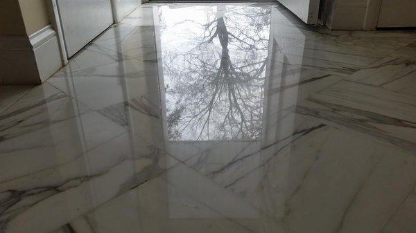 After picture of a marble restoration on a 60 year old marble floor in Narberth Pennsylvania (19072)