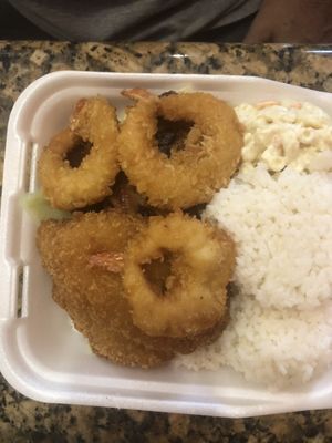 Teriyaki chicken and seafood combo