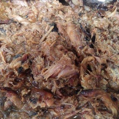 Pulled pork just off the smoker.