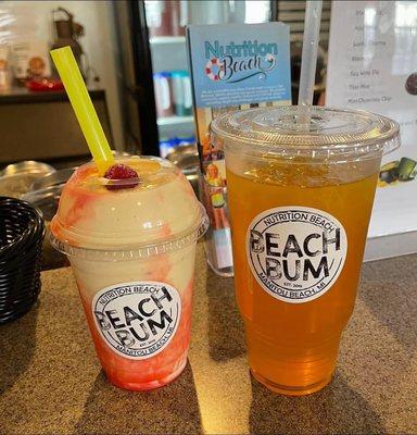 Pineapple Upside Down Cake shake and a Golden Hour Tea Bomb