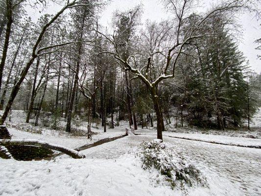 Park buried in the snow