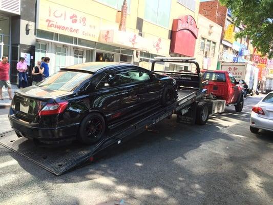 My 2" lowered car that was towed flawlessly!