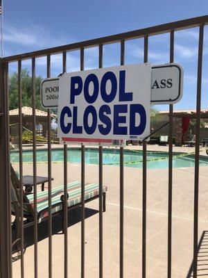 The pool has been closed for weeks since new management took over.