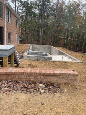 Pool under construction, pool deck not poured yet.