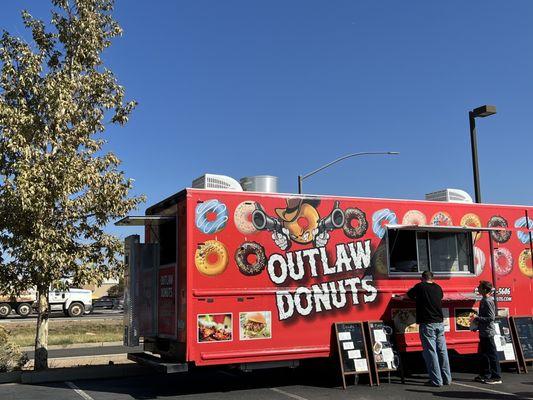 Outlaw Donuts food truck off the highway.