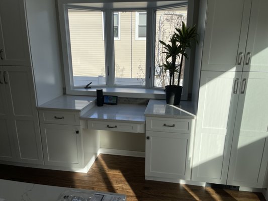 Drop-down desk in kitchen