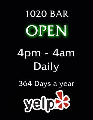 Open 4pm to 4am Daily!