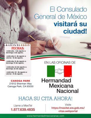 El Consulado sobre Ruedas esta en la oficina de Canoga Park. aprovecha y visitanos!