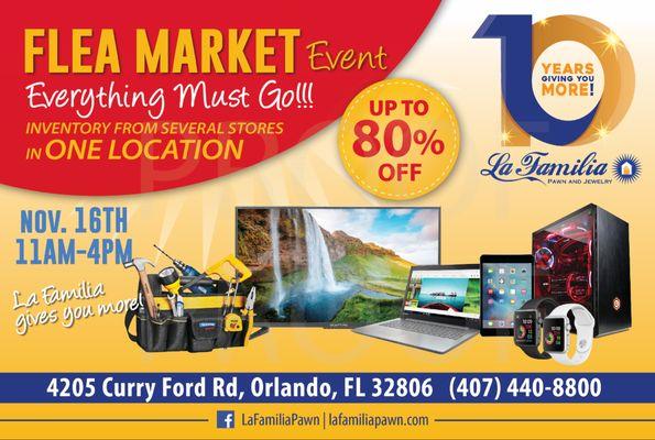 Up to 80% OFF! Everything Must Go! 4205 Curry Ford Rd Orlando.