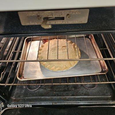 Still  baking,  chicken  pot pie.