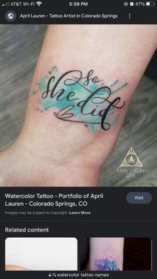 Images of water color tattoos.