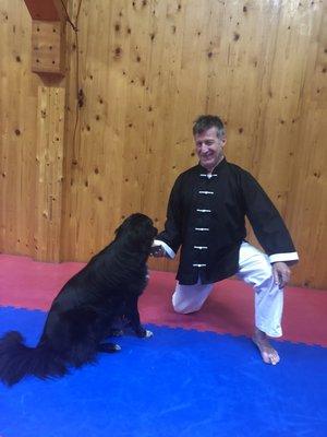 Master Andy Hamer our lead instructor with his sidekick Juliette.