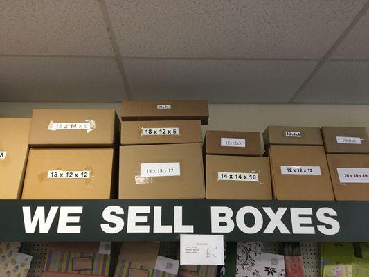 Cardboard Boxes in Various Sizes for Mailing or Storage.