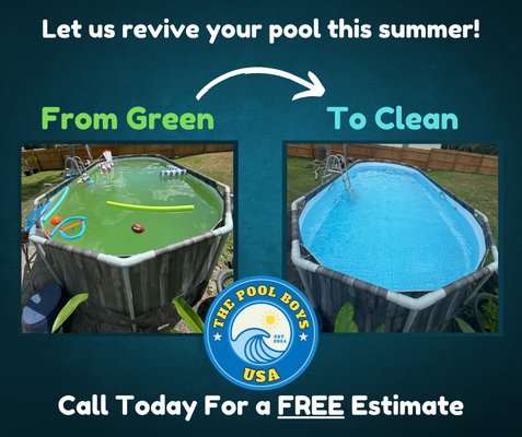 Turn your green pool crystal clear! Our expert service transforms algae-filled pools into sparkling havens. Call Today!