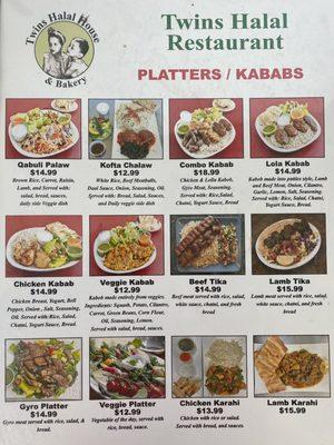 Menu - Platters/Kabobs