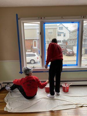 Repainting old window trim a bright new white