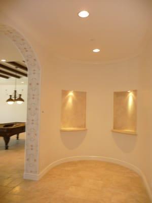 painted niches with lighting