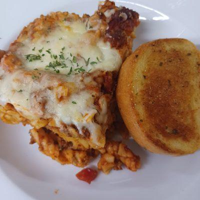 Baked Rotini with homemade meat sauce