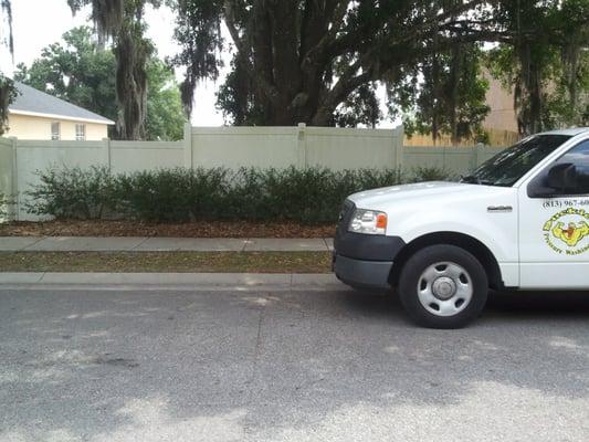 Vinyl fence cleaning