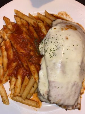 Eggplant Parmigiana with ziti