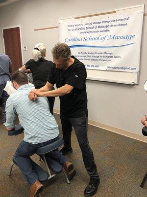 We offer chair massages at corporate events.