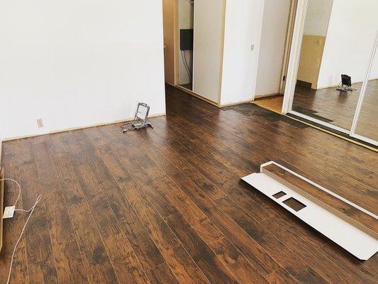 New hardwood floors in manufactured home.