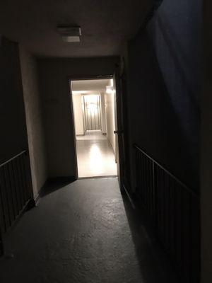 Tenants Have to use darkened stairwells because most of the elevators are broken. At least a year or longer these lights don't get replaced