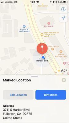 The actual location--(the maps app has it wrong currently)