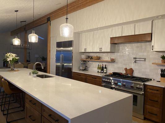 Contemporary Kitchen, part of a whole house remodel. Waterfall Island Ends!